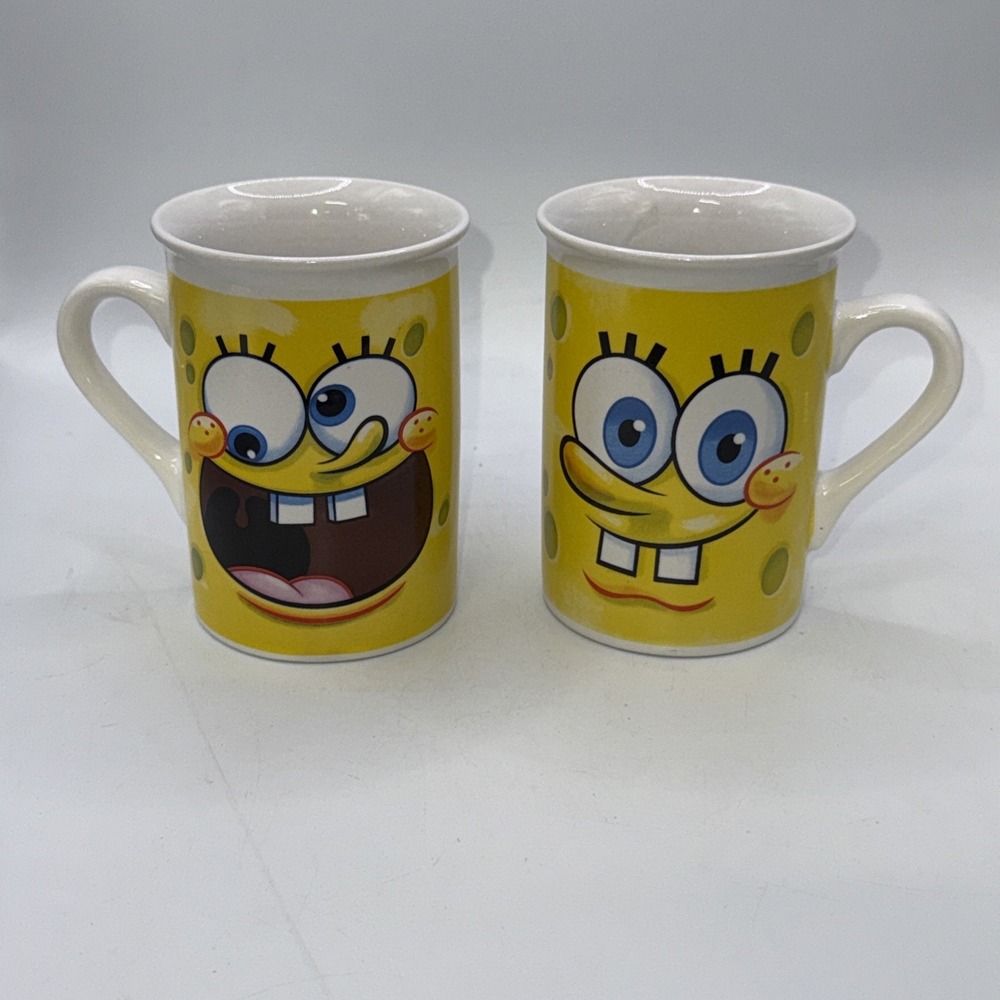 Spongebob Square Pants Viacom 2011 Ceramic Coffee Cup Mugs Lot Of 2